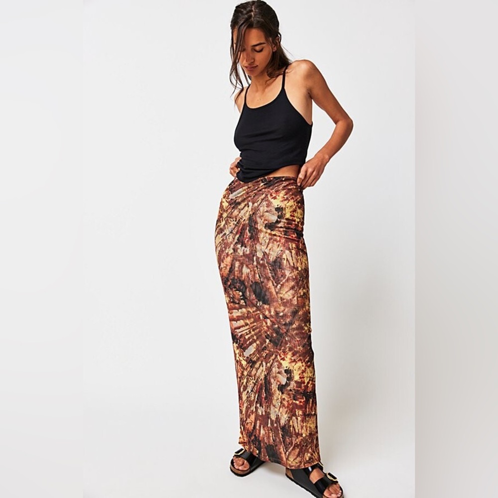 RONNY KOBO X Free People Madrid Skirt - Brown Tie Dye Size Small NWOT‎